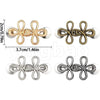 Gold and silver adjustable clover buckle for tightening waistlines on pants and skirts