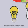 Yellow light bulb shaped iron-on embroidered patch for jackets and outdoor clothing