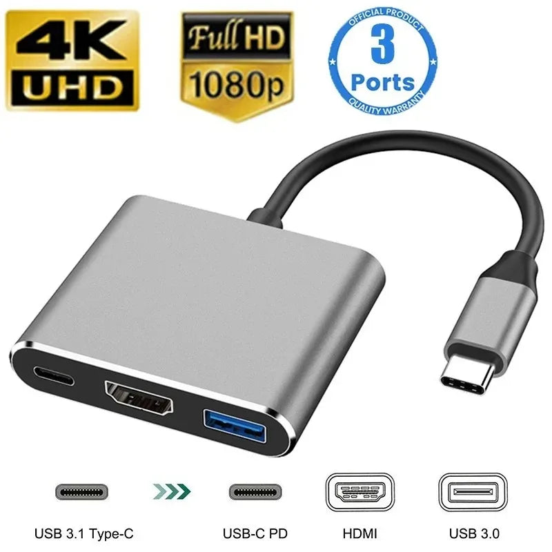 USB-C 3-Port Hub with HDMI and PD Fast Charging