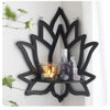 Handcrafted Lotus Wooden Wall Shelf with Cutout Design
