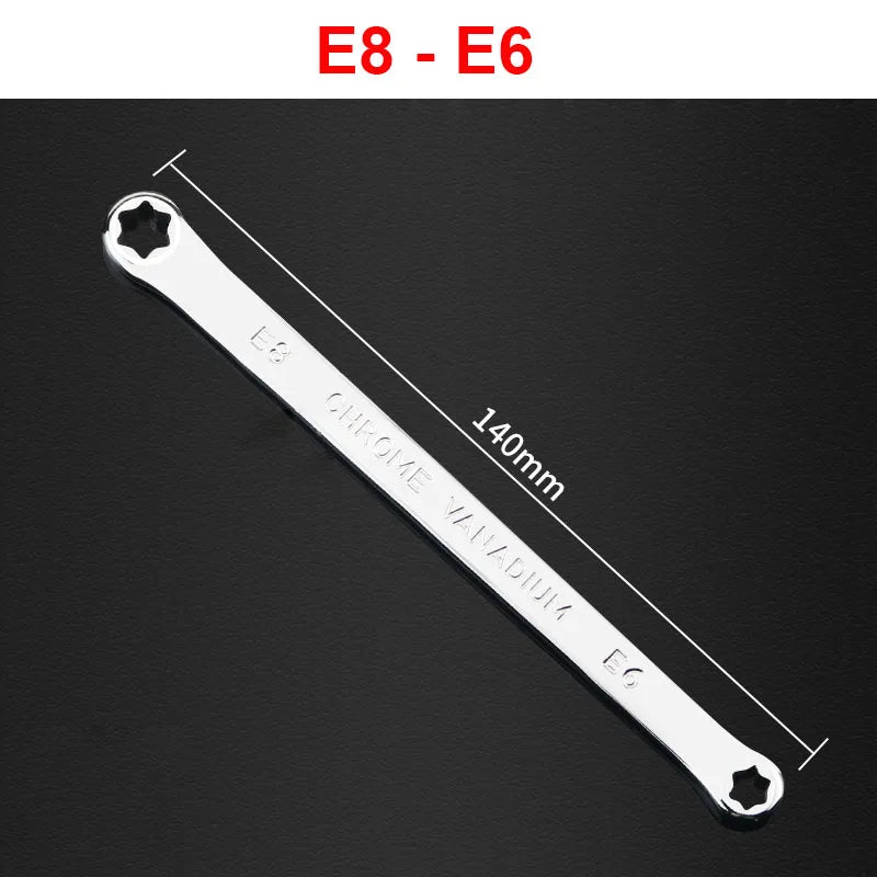 Professional E-Torx Wrench Set with Double-Ended Star Ring Spanners