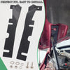 Black LED light mounting brackets and antenna mount for a Dodge Ram 4th Gen hood