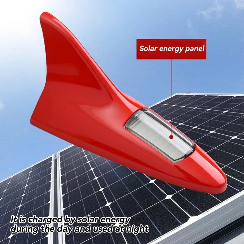 Solar-Powered Shark Fin LED Roof Antenna with Warning Lights