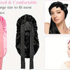 A set of oversized satin sleep bonnets in pink and black for various head sizes.