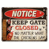 Retro Funny Chicken Farm Metal Sign for Kitchen and Coop