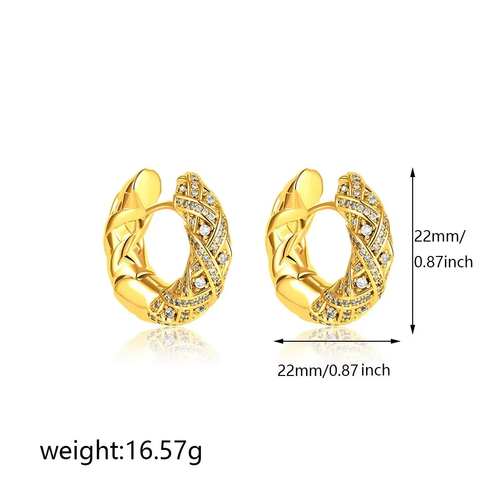 Geometric Gold Plated Huggie Hoop Earrings