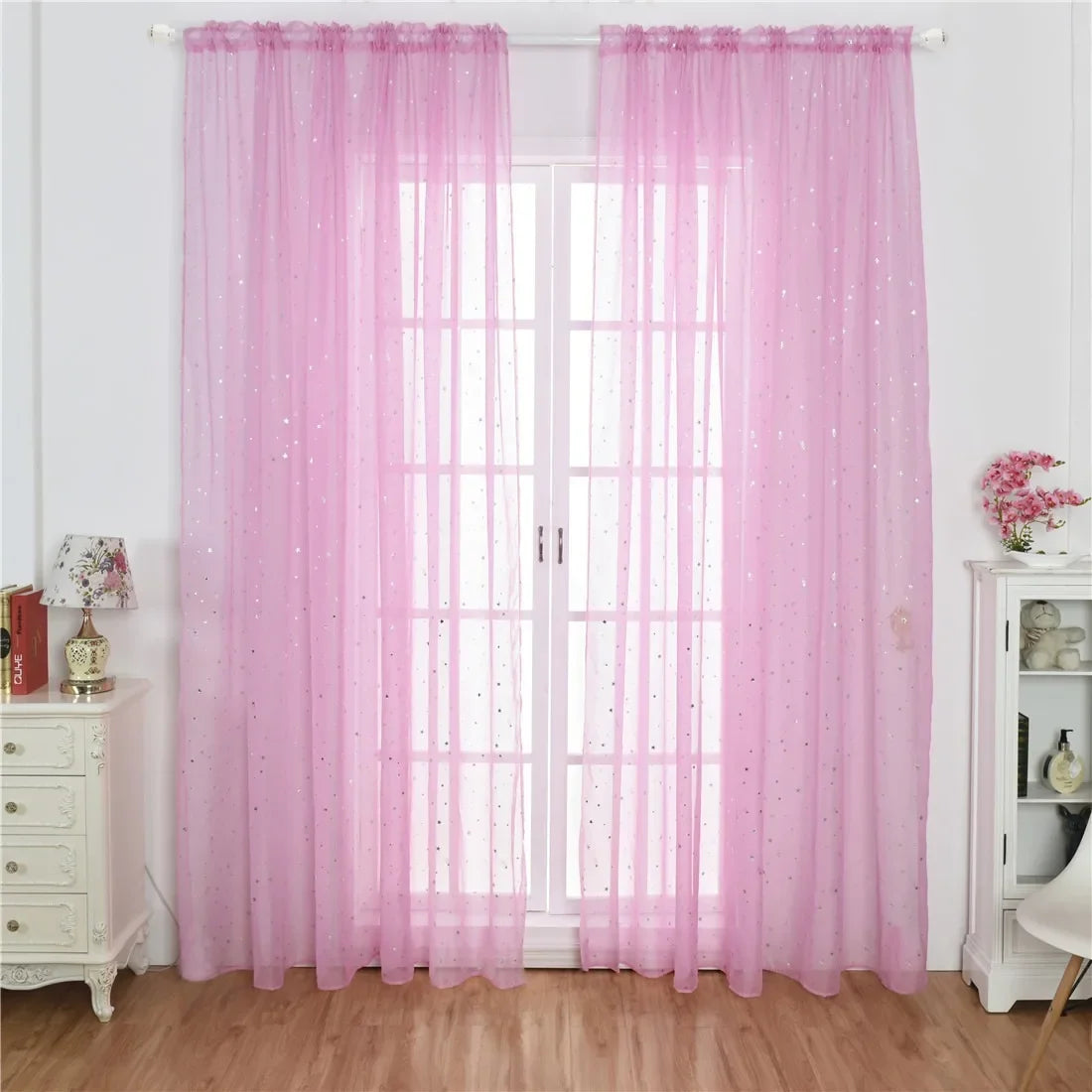 Silver Star Sheer Curtain with Hot Stamping Detail