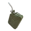 A green universal jerry can spout with a metal fitting and leak-proof seal.
