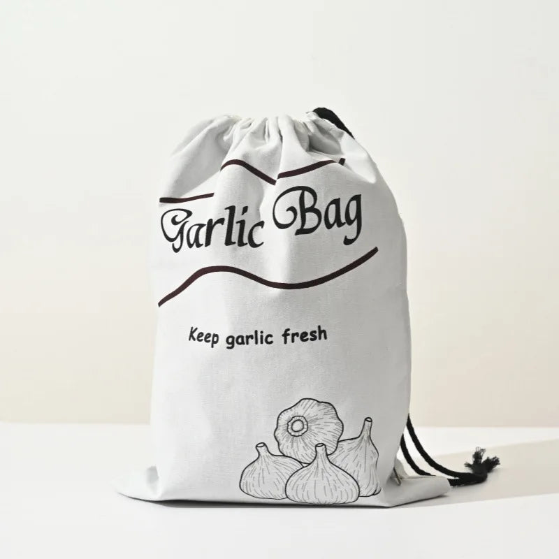 Large Drawstring Canvas Storage Bags with Side Zipper for Vegetables and Fruits