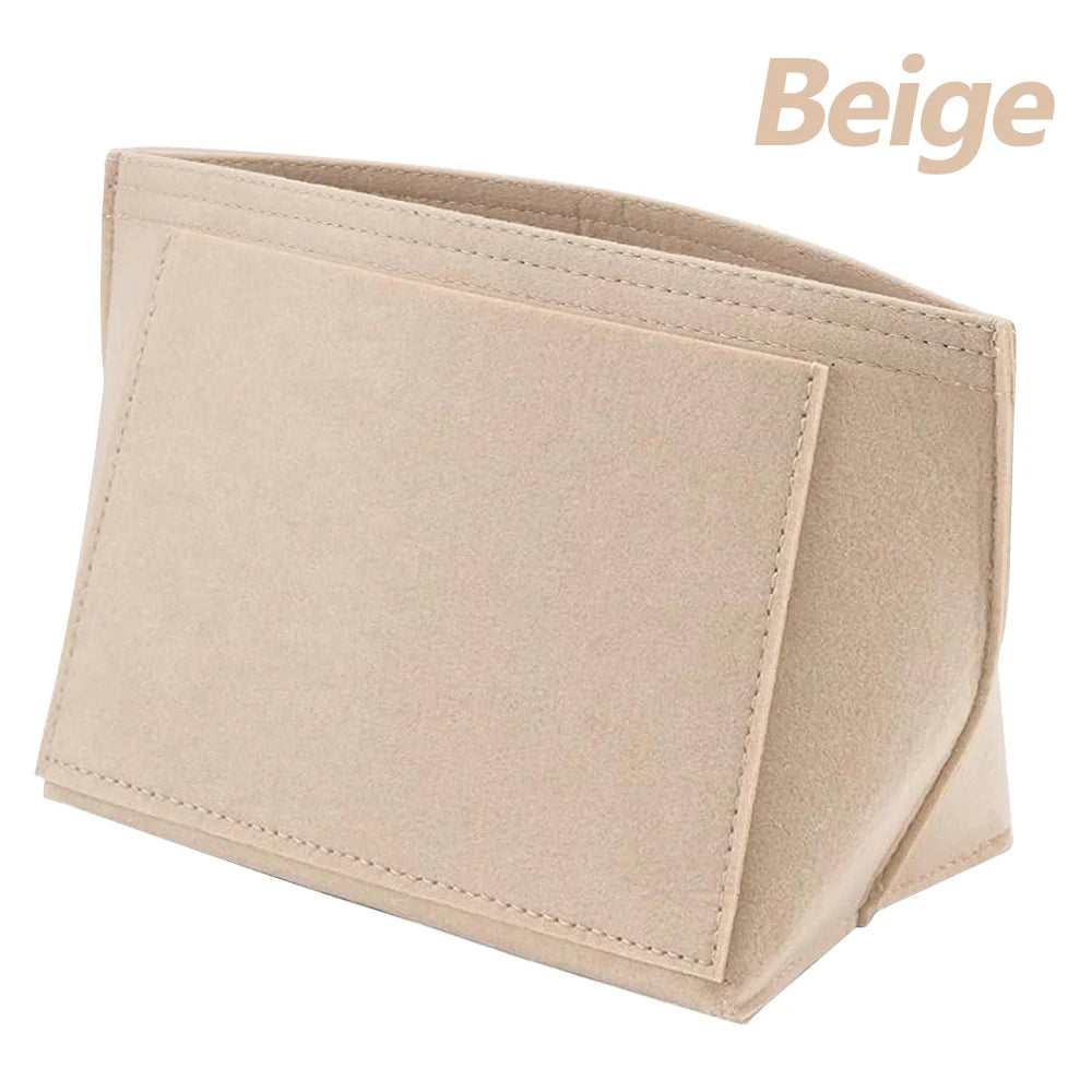 Beige felt handbag organizer insert for tote bags
