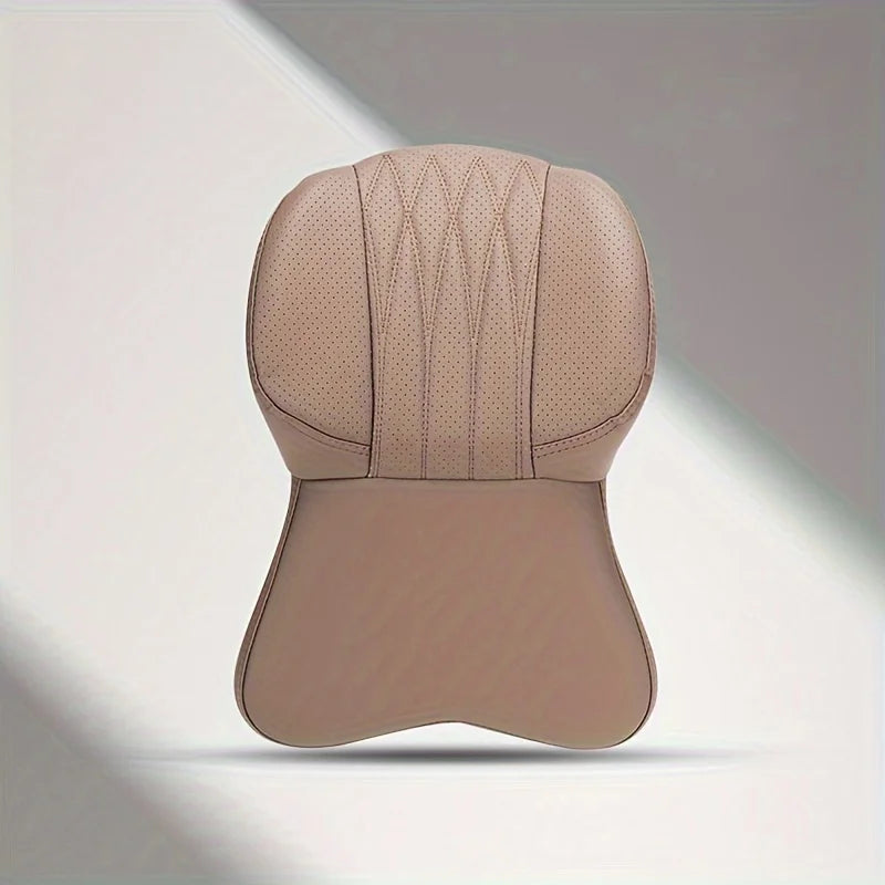 A beige memory foam lumbar support and neck pillow set shown against a light gray background.