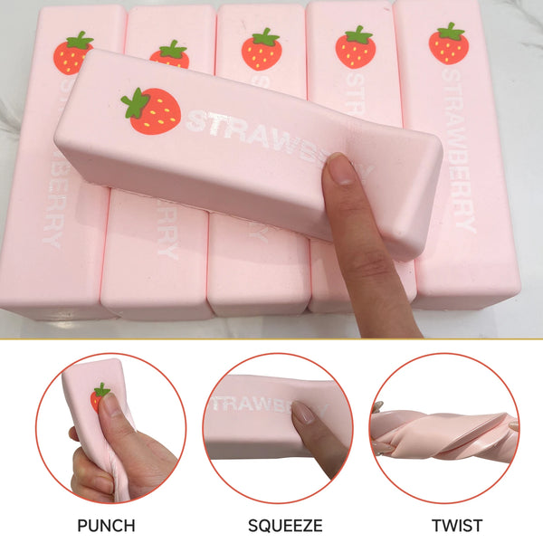 Jouet anti-stress en forme de fraise rose, à presser et tordre