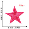 A single bright pink star embroidery patch is shown against a measurement scale.