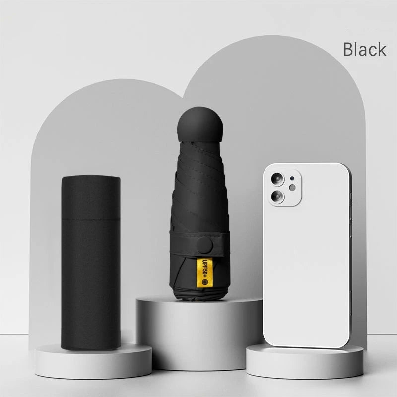 Mini Capsule Folding Umbrella with UPF 50+ UV Protection