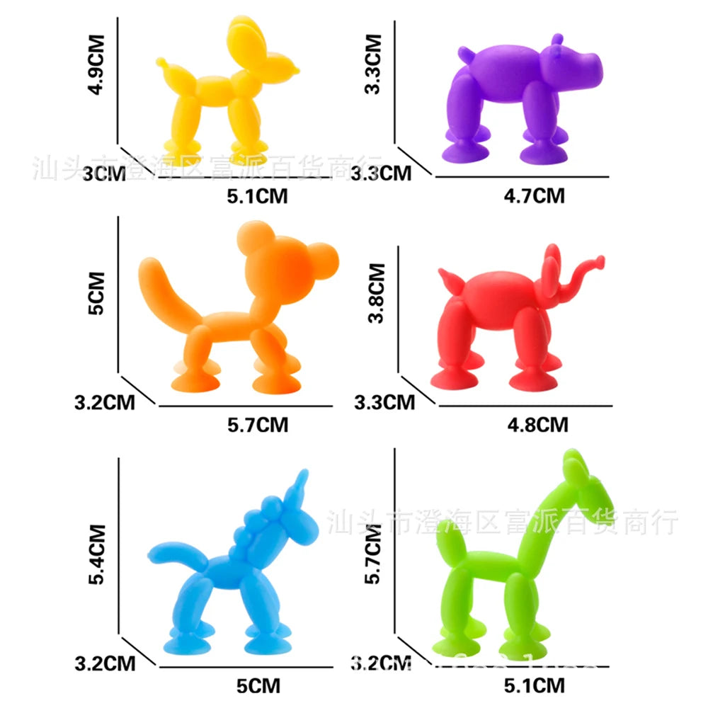 Soft Silicone Animal Building Blocks with Suction Cups