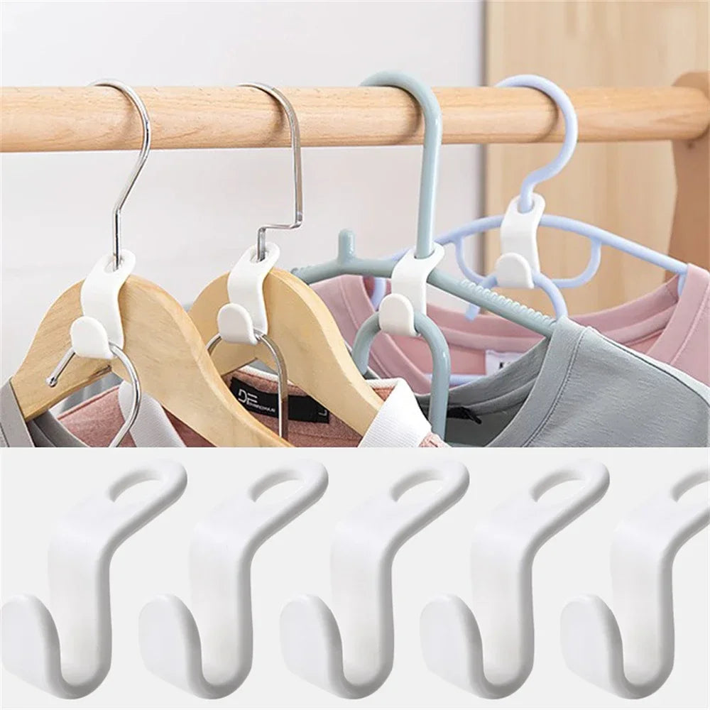 Space-Saving Hanger Connector Hooks for Closet Organization