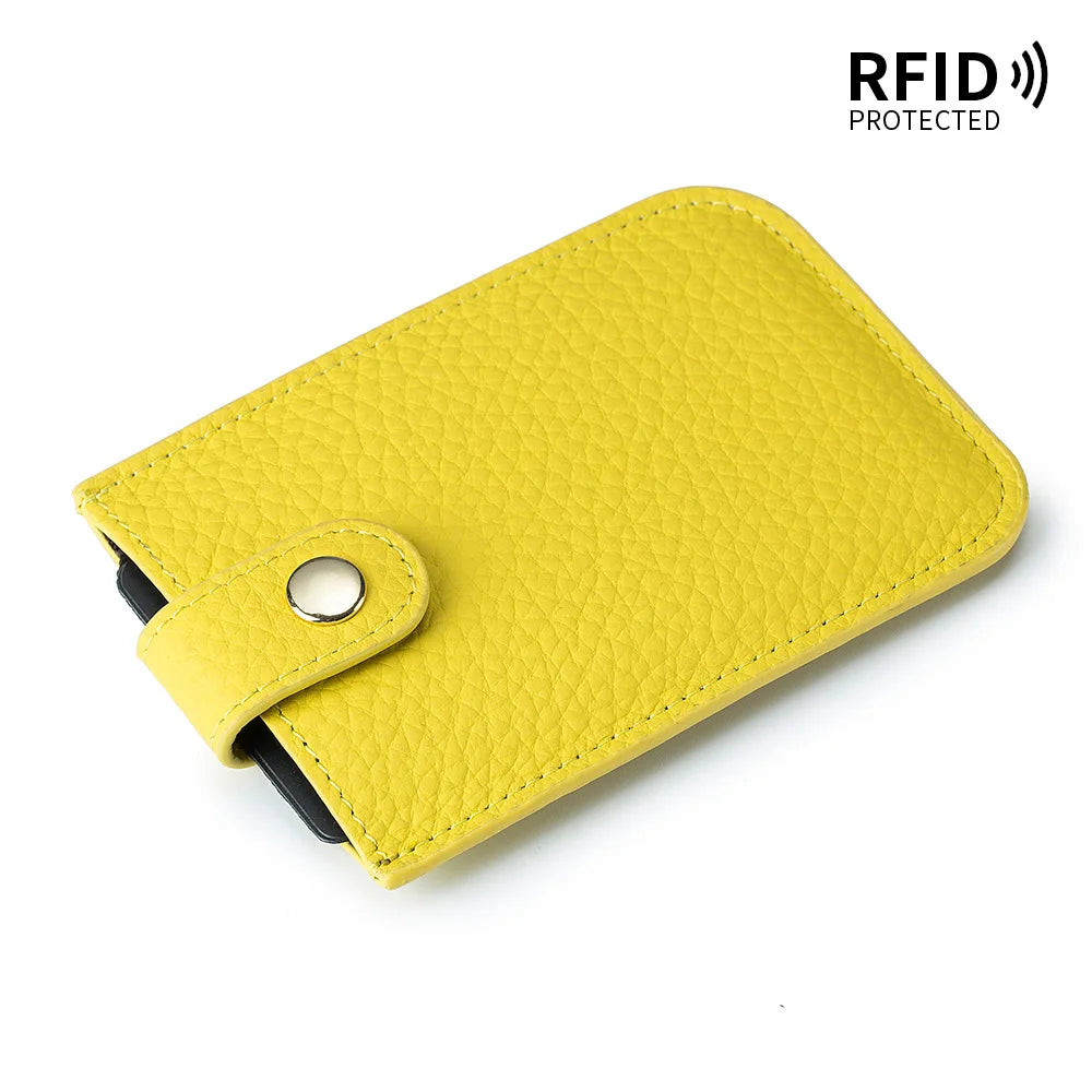 Slim Leather Card Holder with Quick-Access Pull Tab