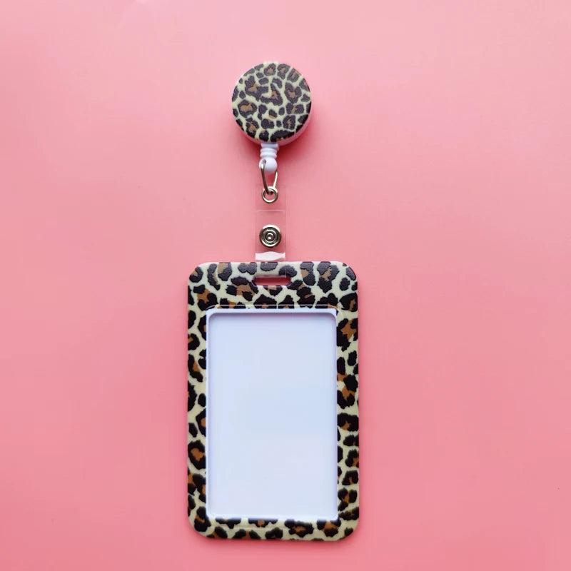 Leopard Print ID Card Holder with Detachable Lanyard