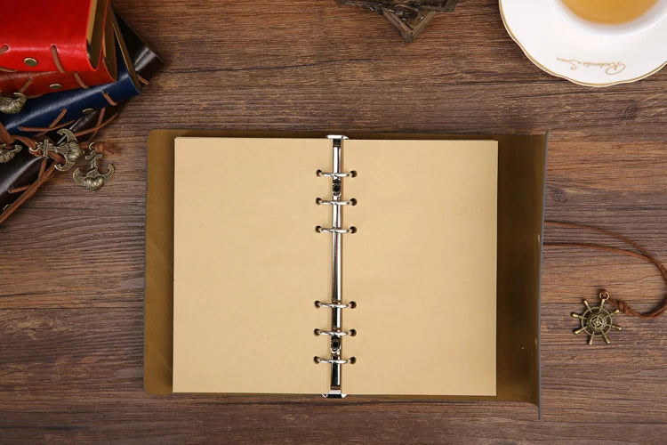 Vintage PU Leather Spiral Journal – Traveler's Notebook with Anchor Design