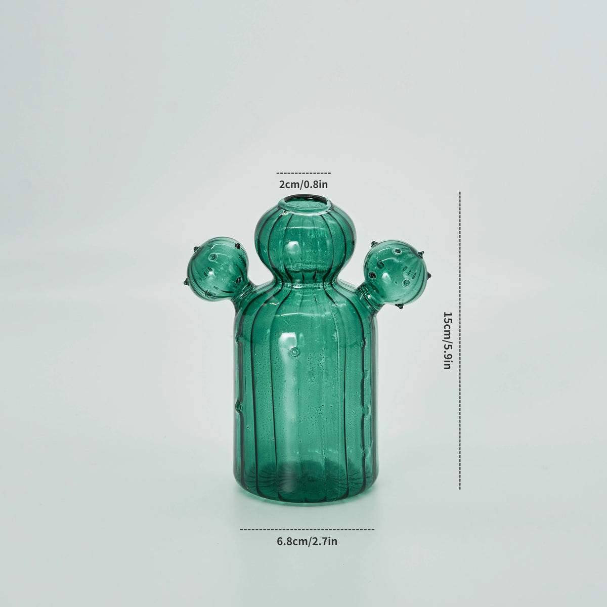 Cactus-Shaped Glass Vase for Tabletop Décor