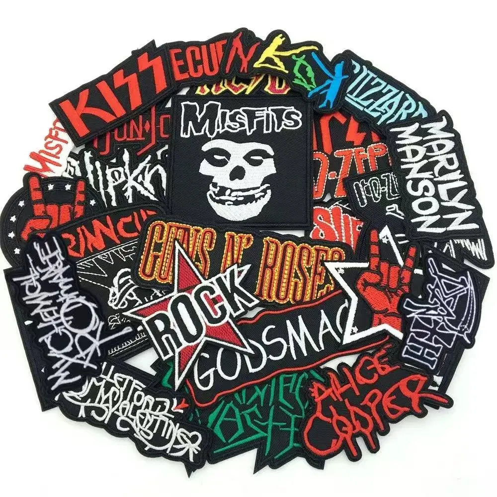 Embroidered Rock Band Patches Set for DIY Clothing Customization
