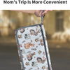 A portable design mom's travel item featuring a fabric pouch with a rabbit pattern.