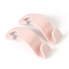 A pair of pink universal car seat headrest hooks for securing a child's seat.