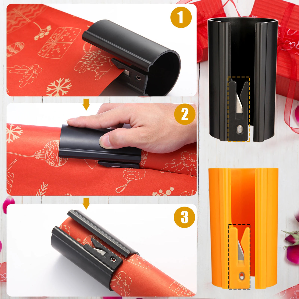 Sliding Wrapping Paper Cutter – Safe, Bladeless Gift Wrap Trimmer