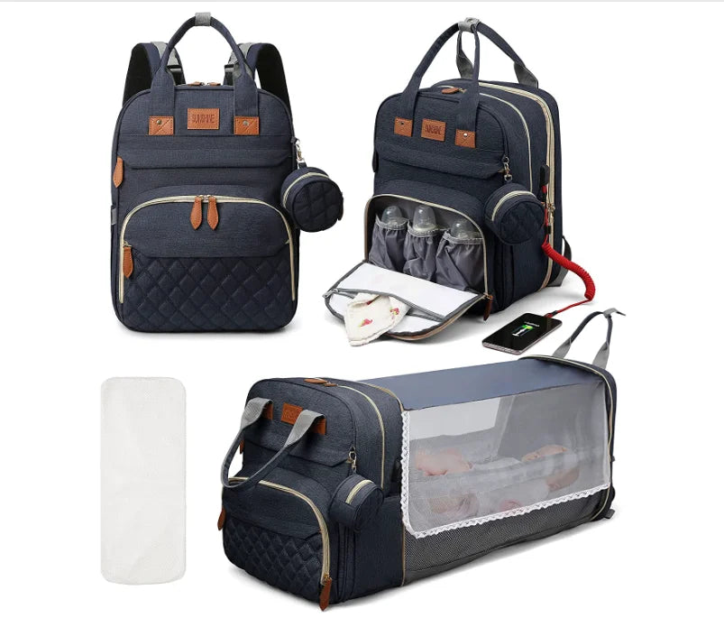 3-in-1 Diaper Bag Backpack with Foldable Changing Mat