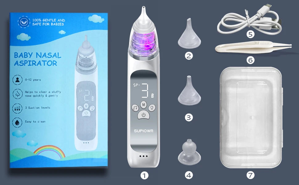 Baby Electric Nasal Aspirator with Soothing Music & Soft Silicone Tips