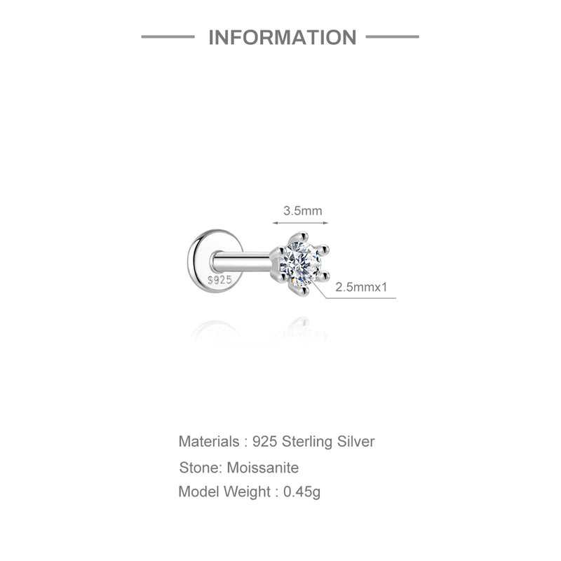925 Sterling Silver Moissanite Bowknot Stud Earrings