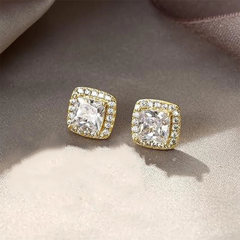 Silver-Tone Cubic Zirconia Stud Earrings