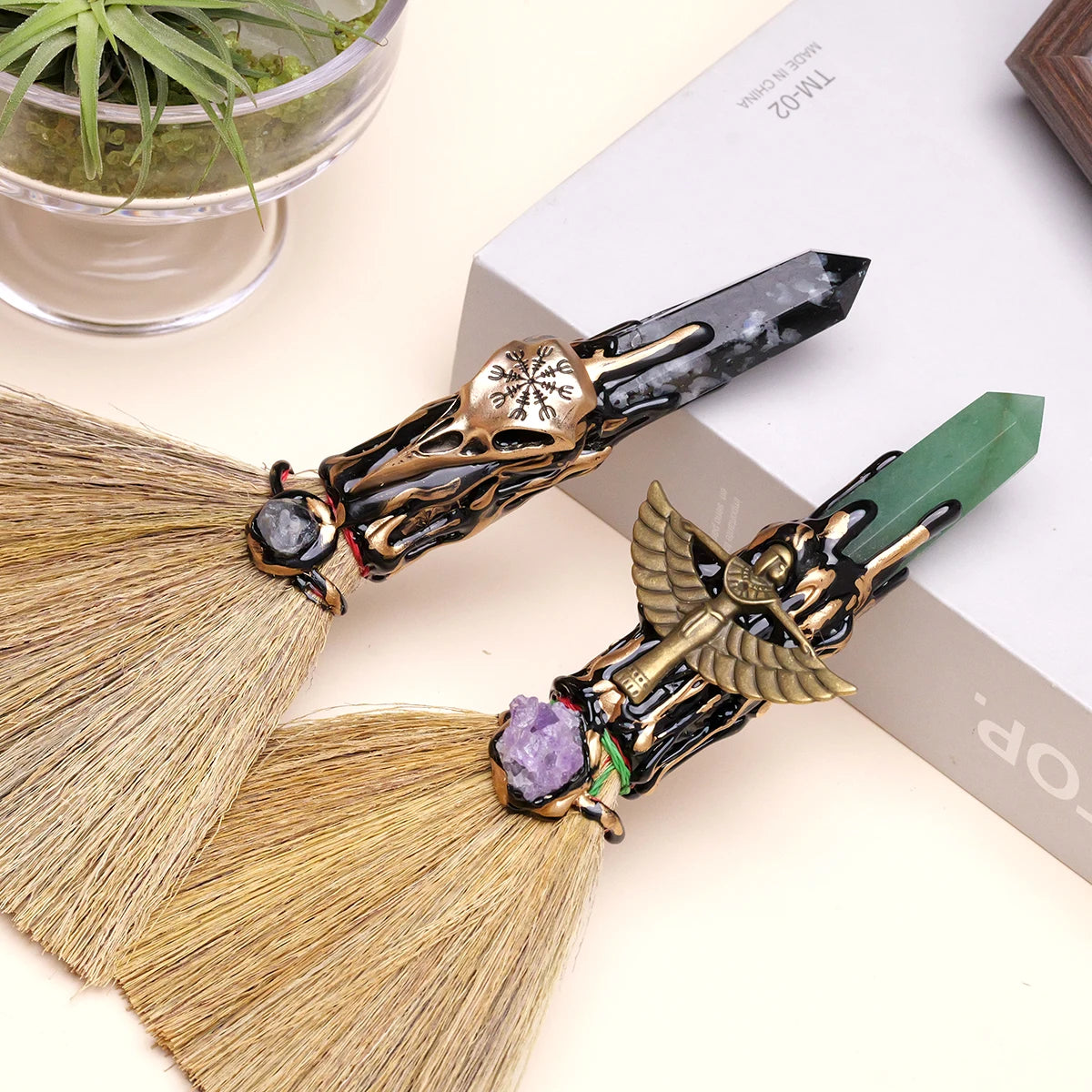 Natural Crystal Witch Broom for Cleansing and Feng Shui
