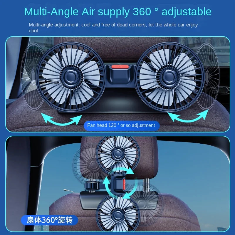 Dual-Head USB Car Seat Cooling Fan