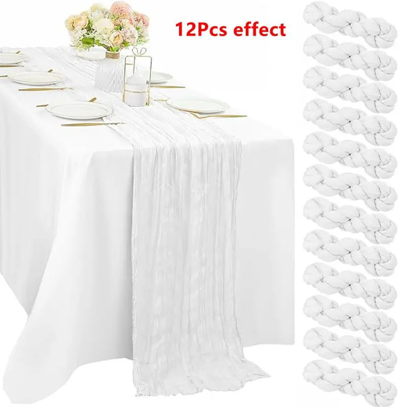 Green Bohemian Cheesecloth Table Runner