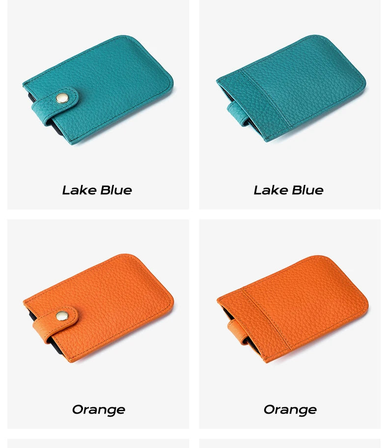 Slim Leather Card Holder with Quick-Access Pull Tab