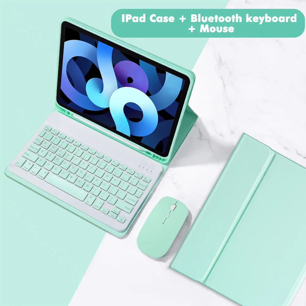 iPad Keyboard Case with Detachable Bluetooth Keyboard and Mouse