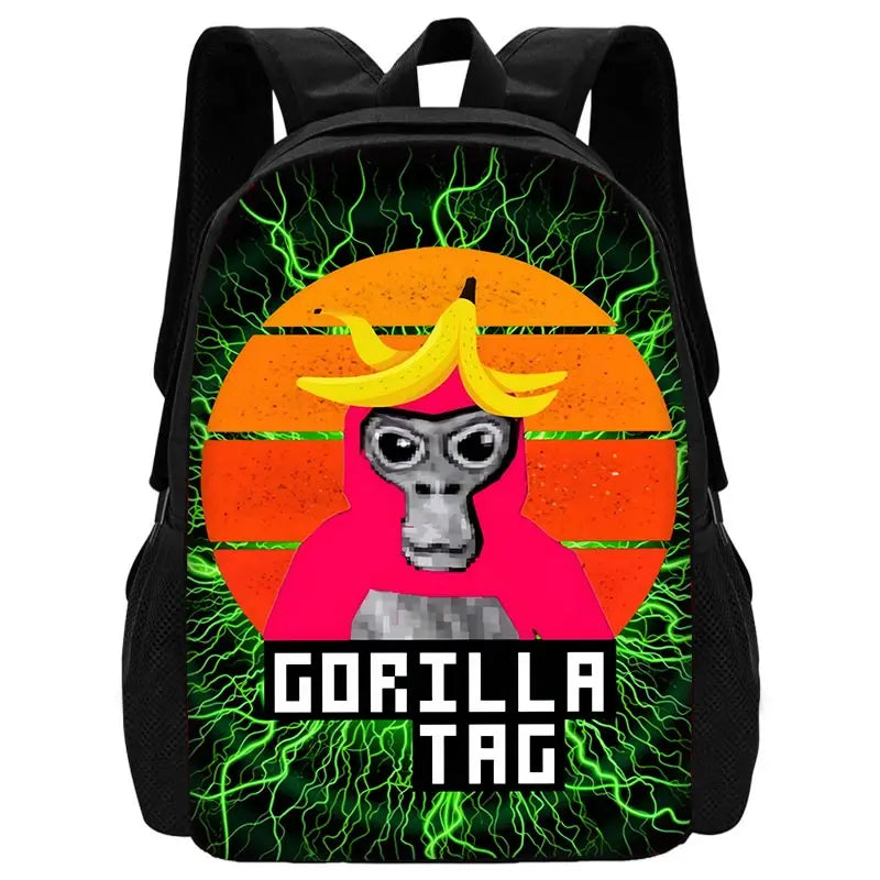 Cartoon Gorilla Kids School Backpack Set with Lunch Bag and Pencil Case
