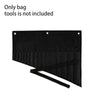 Black roll-up tool bag with multiple pockets and a strap shown flat.