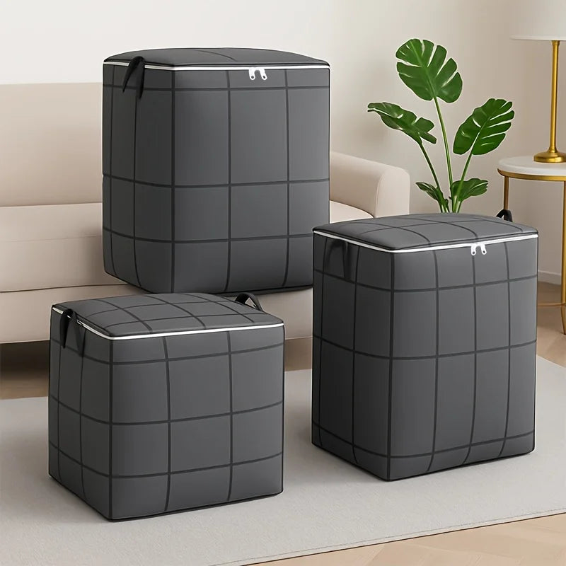 Large Capacity Fabric Storage Bag with Zipper and Handles