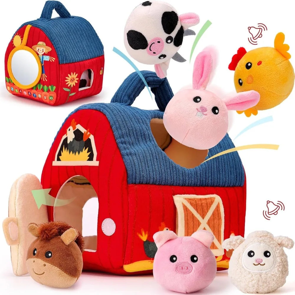 Interactive Plush Farm Barn with Stuffed Animals for Toddlers