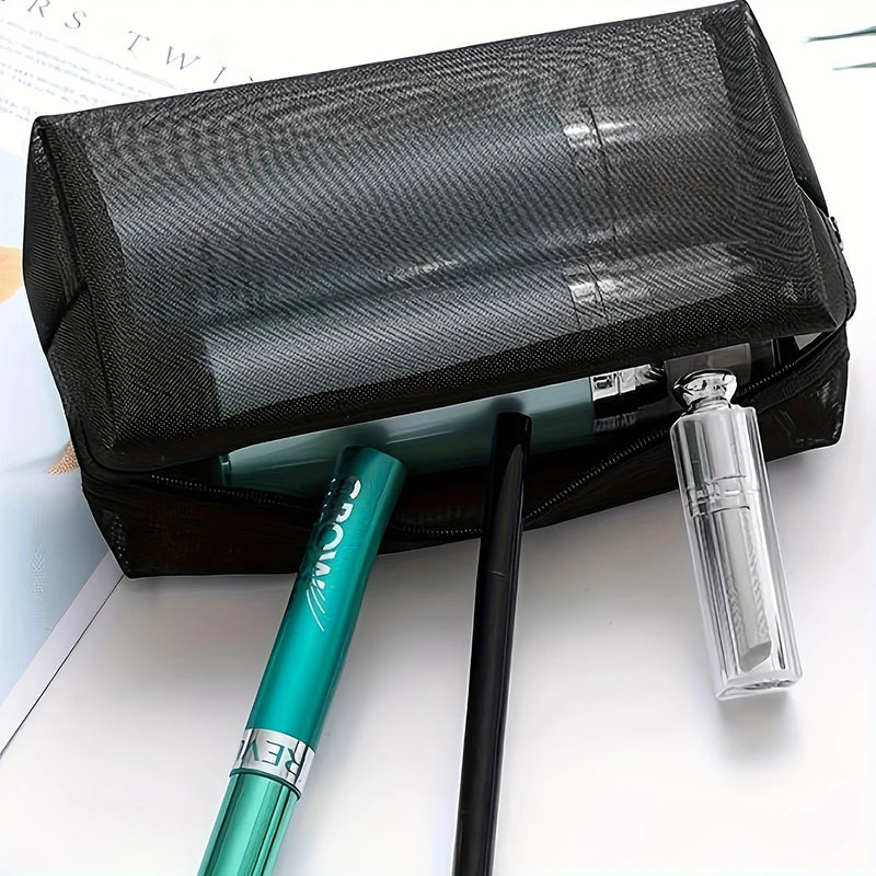 Travel Mesh Cosmetic Bag with Zipper Closure