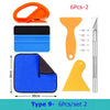 A set of 6 vinyl wrap and film application tools including a cutting tool, applicator, and various blades.