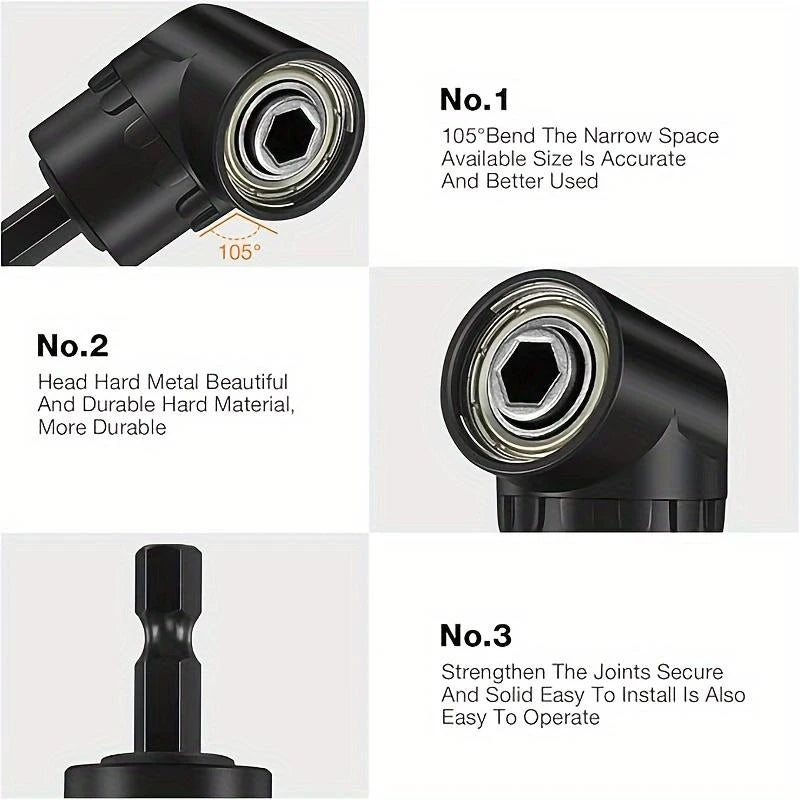 Right-Angle Drill Bit Adapter Set with Universal Sockets