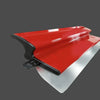 A professional skimming blade with a red and stainless steel edge used for smooth wall finishing.