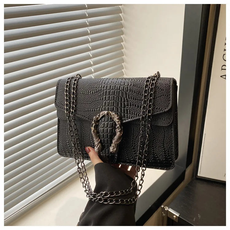 Retro Schlangenmuster Quadratische Crossbody-Tasche