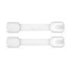 A pair of clear adjustable baby safety locks designed for cabinets, drawers, and refrigerators.