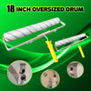 An oversized drum paint roller with an aluminum alloy handle is shown being used for painting.