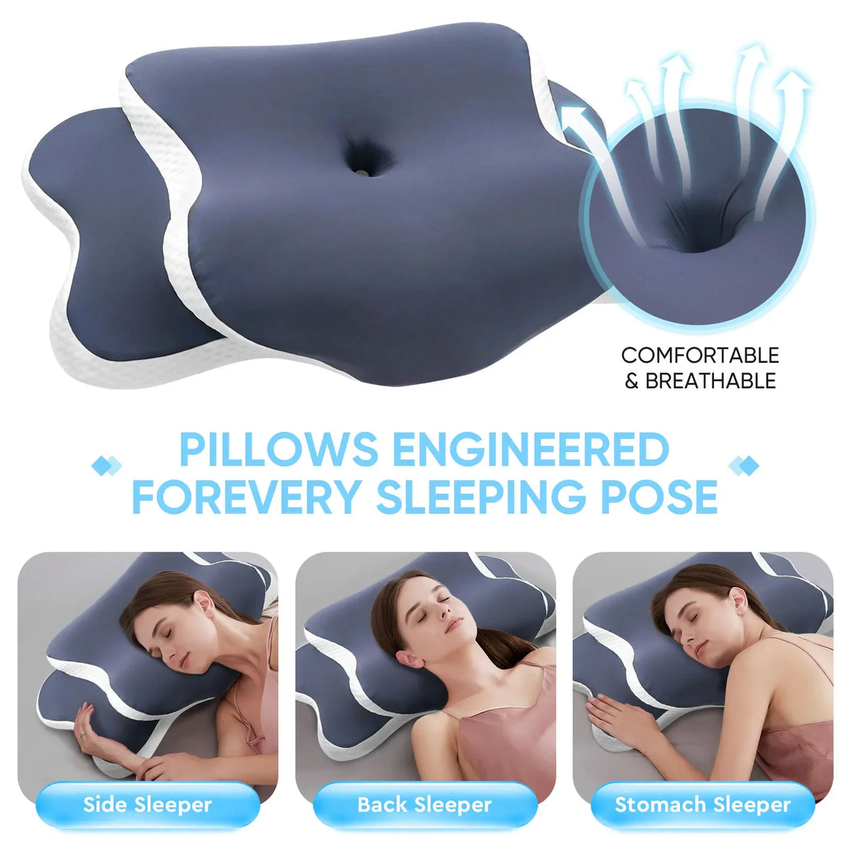Contour Memory Foam Cervical Pillow for Neck and Shoulder Pain Relief