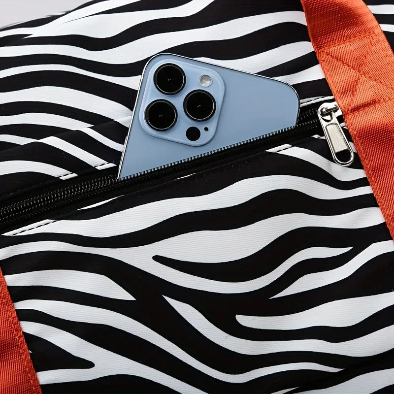 Animal Print Travel Duffle Bag with Shoe Compartment